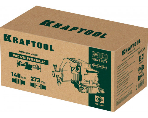 KRAFTOOL Reversible 140 мм, расход 273 мм, Слесарные тиски (32705-140)