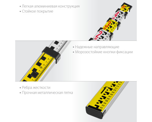 GR 5 рейка геодезическая, KRAFTOOL