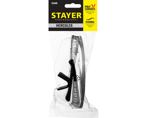 Защитные прозрачные очки STAYER PRO-X широкая монолинза, открытого типа