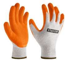 STAYER ULTRA, L-XL, х/б перчатки с рельефным латексным покрытием, противоскользящие, 13 класс (11403-XL)