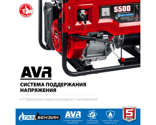 СГ-5500Е генератор гибридный (бензин / газ) с электростартером, 5500 Вт, ЗУБР