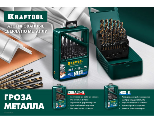 KRAFTOOL HSS-G 4.2 х75мм, Сверло по металлу HSS-G, сталь М2(S6-5-2)