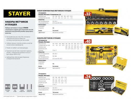STAYER MaxCut 24 предмета, набор метчиков и плашек, легированная сталь