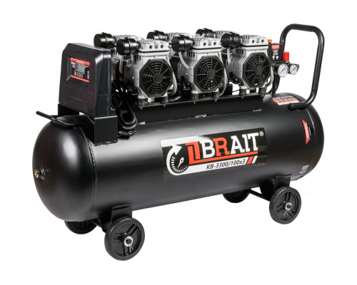 BRAIT Компрессор воздушный КВ-3300/100Х3 (100л, 3,3Kw, 8bar, 650л/м, без масляный)